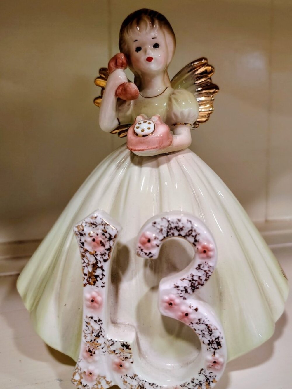 Vintage Josef Originals, Angel Girl Birthday Figurine Age 13, Porcelain EUC